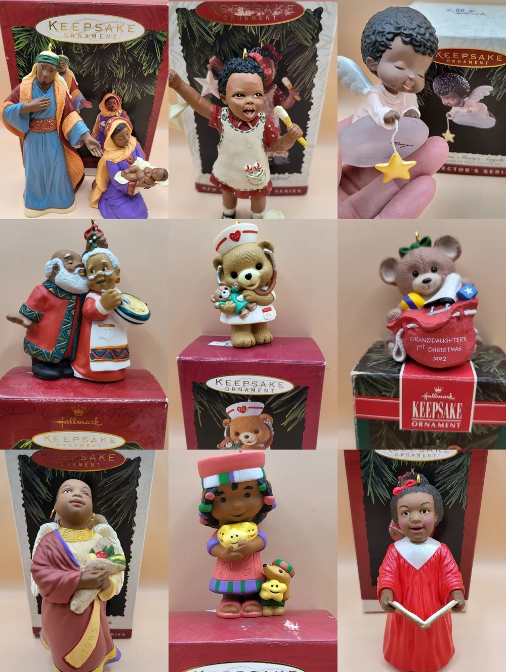 9 Vintage Hallmark Keepsake Ornaments w Boxes